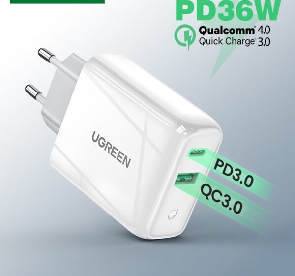 Ugreen 36W Fast USB Charger Quick Charge 4.0 3.0 Type-C